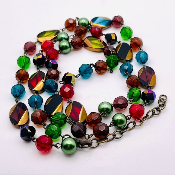 Gorgeous Vintage Long Strand Glass Beads in Vibrant Jewel Tone Colors - Picture 6 of 16
